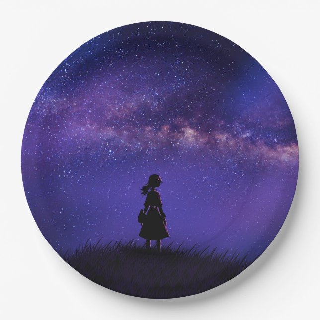 Plato De Papel Noche solitaria y estrellada (Anverso)