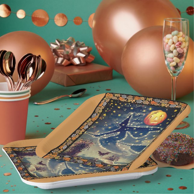 Plato De Papel Noche Starry Halloween (Multi)