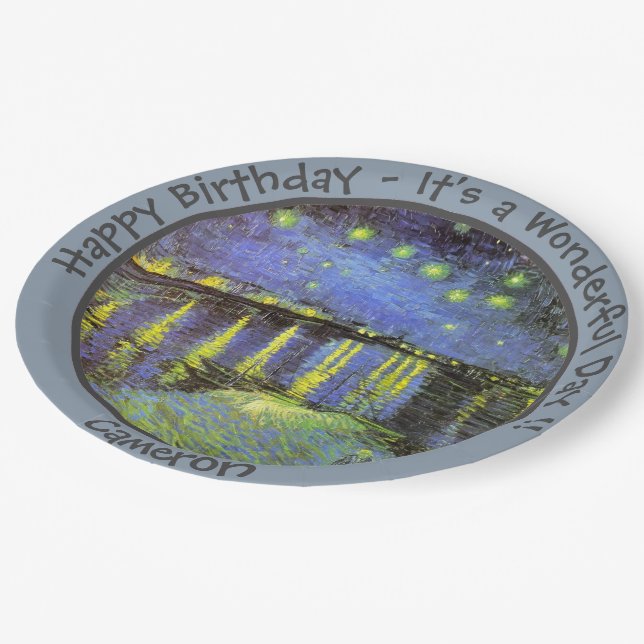 Plato De Papel Noche van Gogh Starry sobre artículos de Fiesta en (Angular)