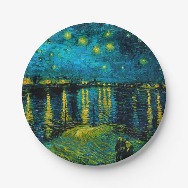 Plato De Papel Noche Van Gogh Starry sobre el Ródano (Anverso)