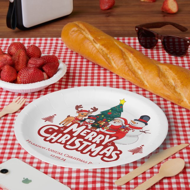 Plato De Papel Nochebuena de morada simple y roja (Picnic)