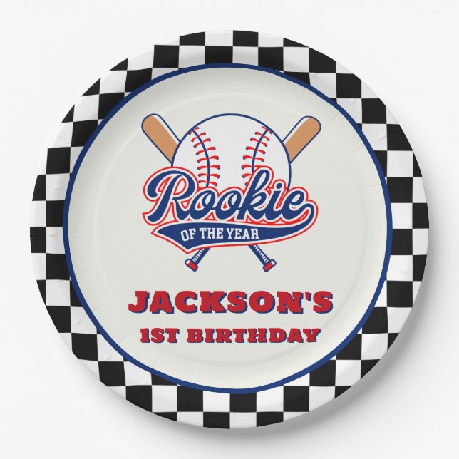 Plato De Papel Nochebuena del año cumpleaños personalizado del bé (Anverso)