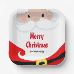 Plato De Papel Nochebuena navideña navideña de Santa Claus