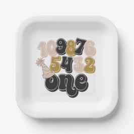 Plato De Papel Nochevieja Cumpleaños Primero