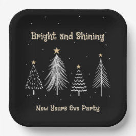 Plato De Papel Nochevieja, fiesta de feriados brillante y brillan