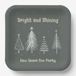 Plato De Papel Nochevieja, fiesta de feriados brillante y brillan