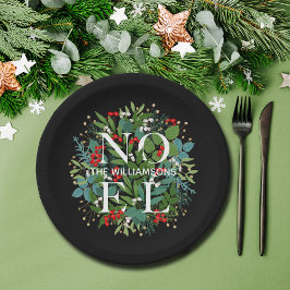 Plato De Papel NOEL Greenery Navidades Black