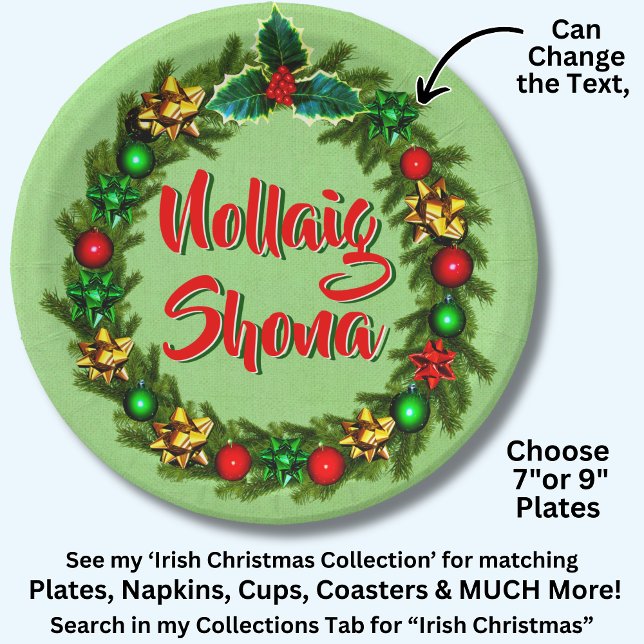 Plato De Papel Nollaig irlandés Shona Feliz Navidad 7″ (Subido por el creador)