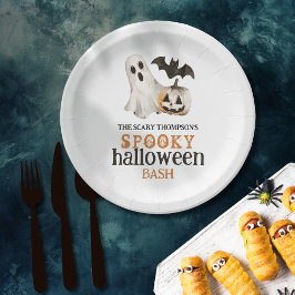 Plato De Papel Nombra de calabaza fantasma Spooky Bash de Hallowe