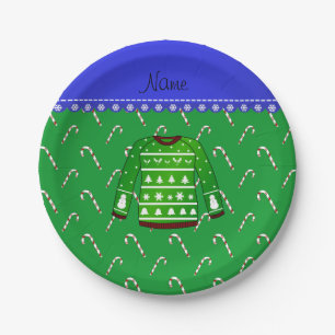 Plato De Papel Nombrar navidades feos verdes sudar caramelos