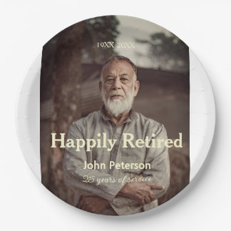 Plato De Papel nombre año años de servicio Feliz jubilación foto