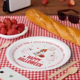 Plato De Papel Nombre Comercial Personalizado, Texto y Fantasma d