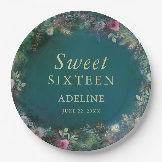 Plato De Papel Nombre de bosque de Rosa forestal encantado (Anverso)