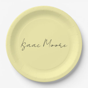 Plato De Papel Nombre de caligrafía de escritura elegante simple 