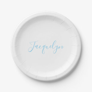 Plato De Papel Nombre de caligrafía moderna elegante de la llanur