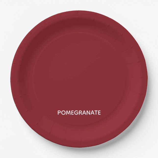Plato De Papel Nombre de color rojo granado (Anverso)