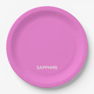 Plato De Papel Nombre de color rosa de zafiro