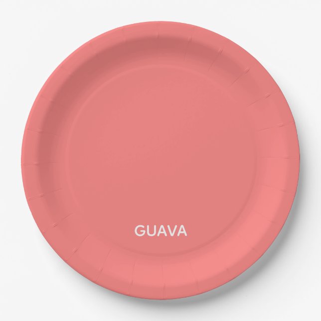 Plato De Papel Nombre de color rosa guayaba (Anverso)