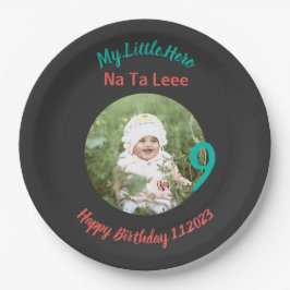 Plato De Papel Nombre de cumpleaños personalizado con foto