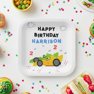 Plato De Papel Nombre de dos coches de Carreras de niños de segun