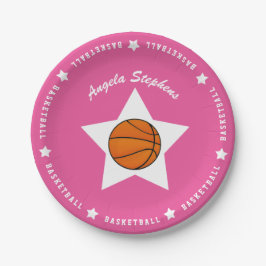 Plato De Papel Nombre de estrella de baloncesto rosa