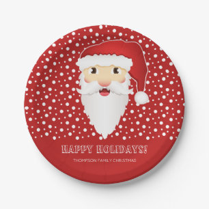 Plato De Papel Nombre de evento personalizado de cabeza de Santa