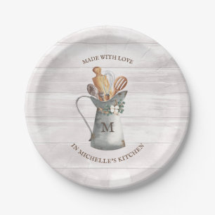 Plato De Papel Nombre de granja rústica