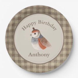 Plato De Papel Nombre de la acuarela de pájaro