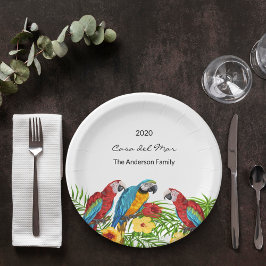 Plato De Papel Nombre de la casa tropical de los pájaros loros