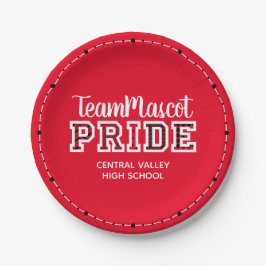 Plato De Papel Nombre de la mascota del orgullo de la escuela roj