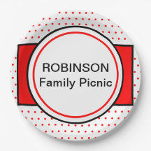 Nombre de picnic familiar con lunares rojos