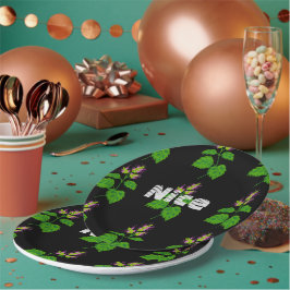 Plato De Papel Nombre de texto agradable con hoja verde encantado