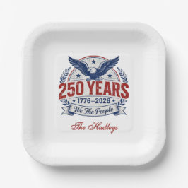 Plato De Papel Nombre del 250 Aniversario de América