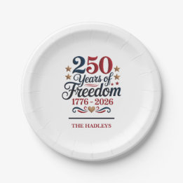 Plato De Papel Nombre del 250 Aniversario de América