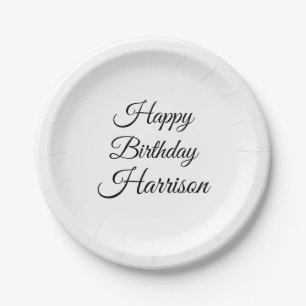 Plato De Papel Nombre del guión del personalizado blanco negro f