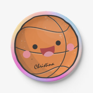 Plato De Papel Nombre del jugador de baloncesto kawaii de color
