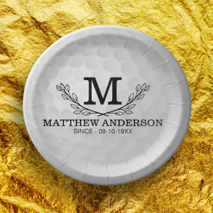 Plato De Papel Nombre del patrón de bola de golf personalizado Mo