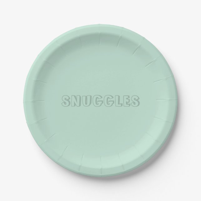 Plato De Papel Nombre del personalizable "Snuggles" menta marina  (Anverso)