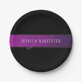 Plato De Papel Nombre elegante y comienzo/s monogramado