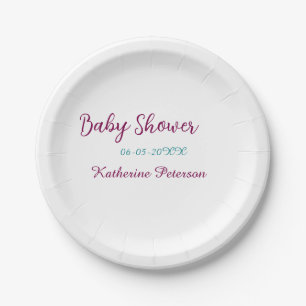 Plato De Papel nombre fecha baby shower azul amarillo orejita de