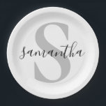 Plato De Papel Nombre inicial del monograma del personalizado<br><div class="desc">Monograma personalizado Placas de papel de nombre inicial</div>