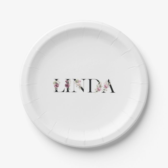 Plato De Papel Nombre Linda (Anverso)