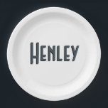 Plato De Papel Nombre minimalista moderno en gris carbón 3D<br><div class="desc">Nombre de estilo minimalista moderno en gris carbón sin tallo</div>