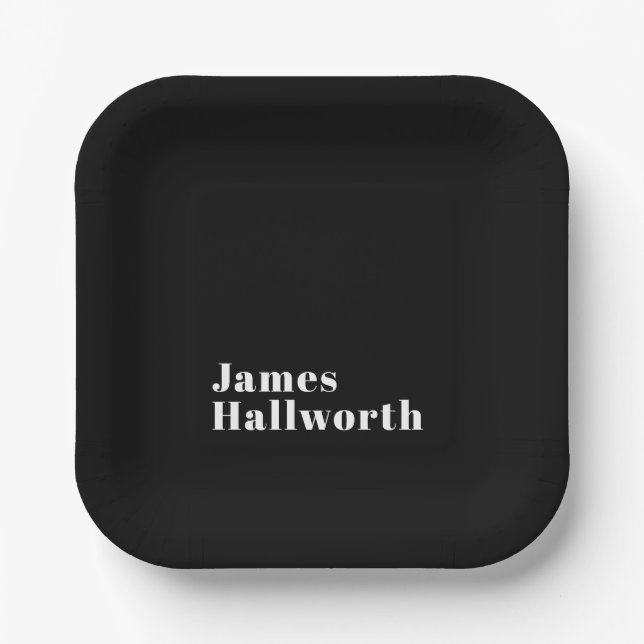 Plato De Papel Nombre moderno retro editable elegante (u otro tex (Anverso)