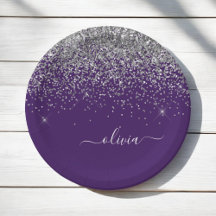 Nombre Monograma Glitter Rosa Purpura