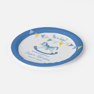 Plato De Papel Nombre oscilante azul del personalizado del