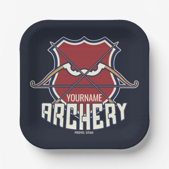 Plato De Papel NOMBRE Personalizado Archery Sports Flecha de arco (Anverso)