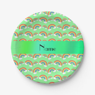 Plato De Papel Nombre personalizado arcos verdes pastel