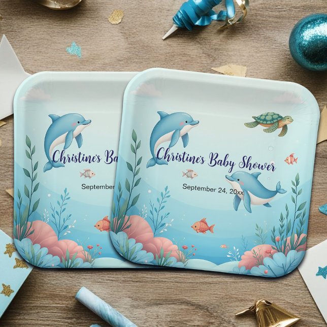 Plato De Papel Nombre personalizado bajo el mar Baby Shower (Subido por el creador)