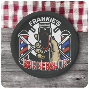 Plato De Papel NOMBRE personalizado Barbería de retro de barbería